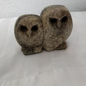 Stone Owl Sculpture - Brown